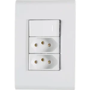 INTERRUPTOR 01 SIMPLES + 02 TOMADA 2X4 20A BRANCO TRAMONTINA LIZ
