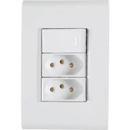 INTERRUPTOR 01 SIMPLES + 02 TOMADA 2X4 20A BRANCO TRAMONTINA LIZ