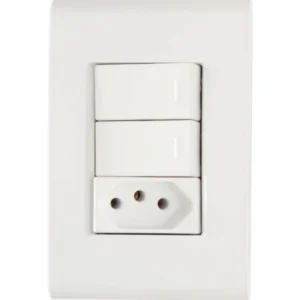 INTERRUPTOR 02 SIMPLES + 01 TOMADA 2X4 10A BRANCO TRAMONTINA LIZ
