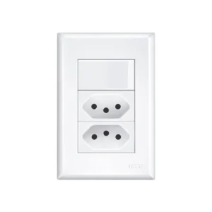 INTERRUPTOR 01 SIMPLES + 02 TOMADA 2X4 20A BRANCO FAME EVIDENCE
