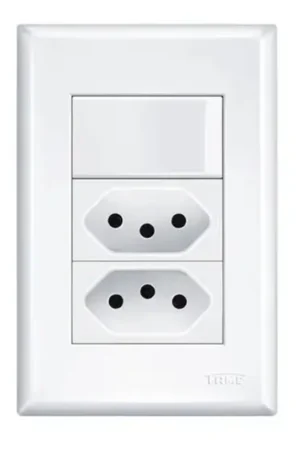 INTERRUPTOR 01 SIMPLES + 02 TOMADA 2X4 10A BRANCO FAME EVIDENCE