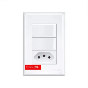 INTERRUPTOR 02 SIMPLES + 01 TOMADA 2X4 20A BRANCO FAME EVIDENCE