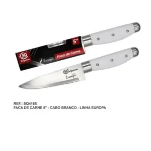 FACA INOX P/CARNE CABO BRANCO LINHA EUROPA S.Q 5″