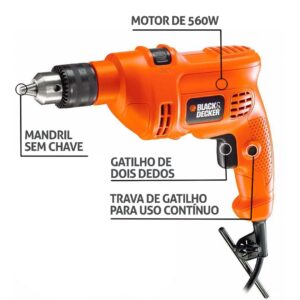 FURADEIRA IMPACTO 3/8″ 560Wts Black+Decker 127V
