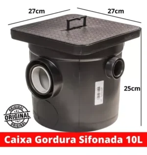 CAIXA GORDURA SIFONADA  Mallton PRETA 10 Lts