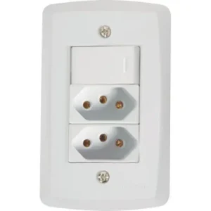 INTERRUPTOR 01 SIMPLES + 02 TOMADA 2X4 10A BRANCO TRAMONTINA LUX