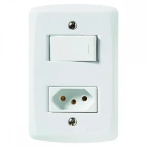 INTERRUPTOR 01 SIMPLES + 01 TOMADA 2X4 20A BRANCO TRAMONTINA LUX