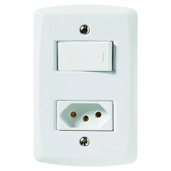 INTERRUPTOR 01 SIMPLES + 01 TOMADA 2X4 20A BRANCO TRAMONTINA LUX