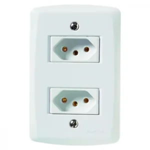 TOMADA DUPLA 2X4 C/PLACA 10A BRANCA TRAMONTINA LUX