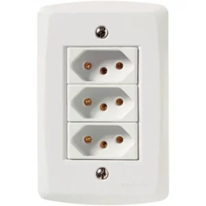 TOMADA TRIPLA 2X4 C/PLACA 10A BRANCA TRAMONTINA LUX