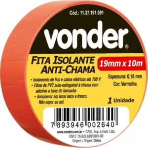 FITA ISOLANTE VERMELHA 10MTS X 19MM VONDER