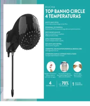 DUCHA SINTEX ELETRONICA 4T TOPBANHO BLACK 220V/7000W