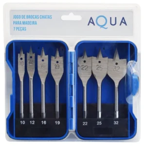 BROCA CHATA MADEIRA JG 7Pçs 10MM A 32MM AQUATOOLS